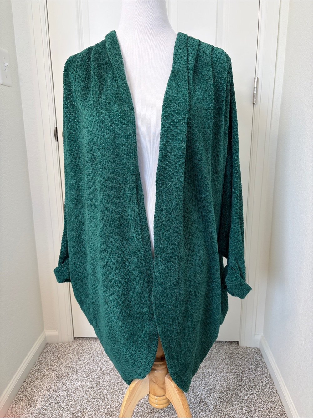 Flawless Open-Front Women’s Cardigan Sweater - Emerald Green